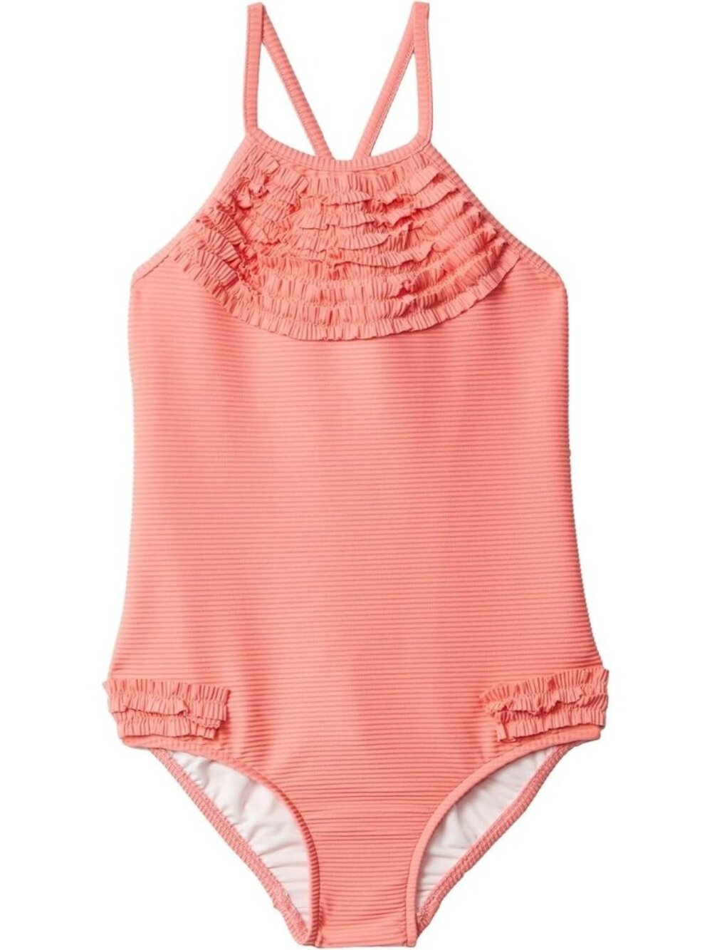 Seafolly Womens Frill Ruffle High Neck One Piece Swimsuit Size 2 XXS Pink NWT
